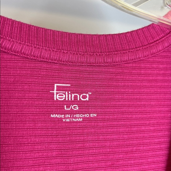 Felina Fuchsia Ribbed Short Sleeve Tee- L - Picture 3 of 5